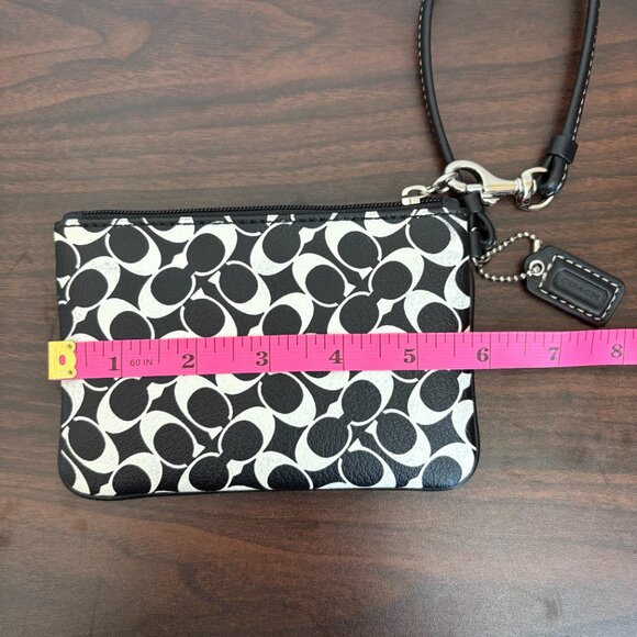 COACH F15132 Black White Heritage Signature Satchel Bag and Pouch Wristlet - Picture 7 of 14